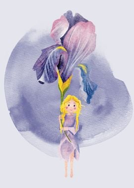 Girl with Iris Flower