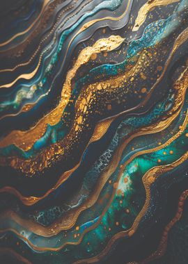 Abstract Gold & Teal Art