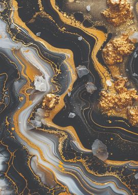 Abstract Gold and Black Marble