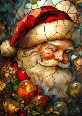 Stained Glass Santa