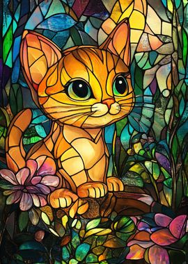 Stained Glass Kitten