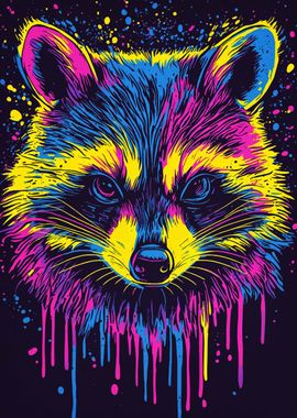 Neon Raccoon Art