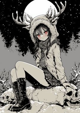 Anime Girl with Deer Antlers