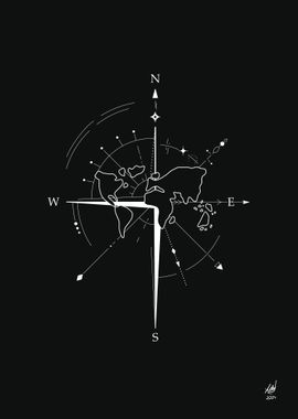 World Compass Minimalist Art