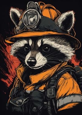 Raccoon Firefighter