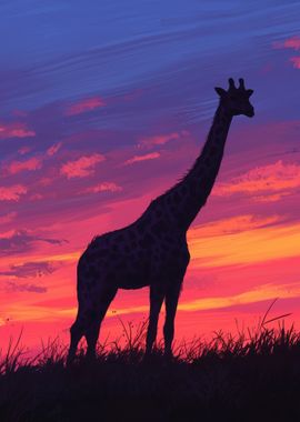 Giraffe Silhouette Sunset