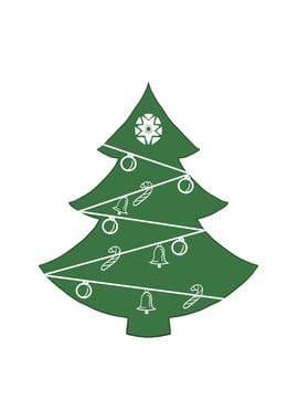 Green Minimalist  Christmas Tree Silhouette