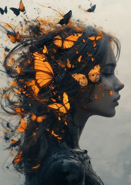 Woman with Butterflies