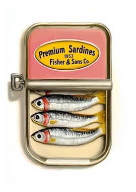 Vintage Tinned Sardines Kitchen Art