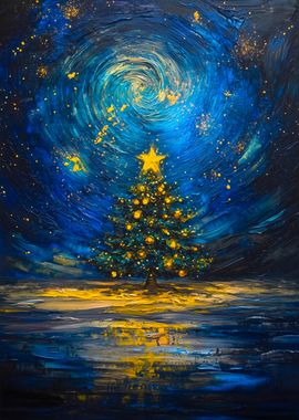 Christmas Tree Starry Night