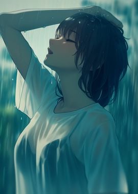 Anime Girl in Rain