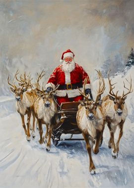 Santa Claus Reindeer Sleigh