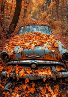 Rusty Car in Autumn