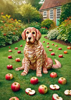 Apple Dog Sculpture