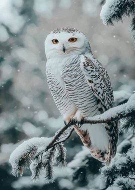 Snowy Owl on Branch