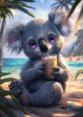 Cute Koala on Beach