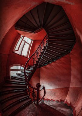 Spiral Staircase in Red Room