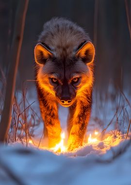 Fiery hyena in Snow