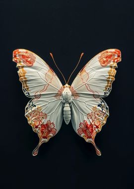 Japanese Floral Butterfly