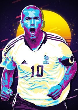 Zidane Retro Football Art