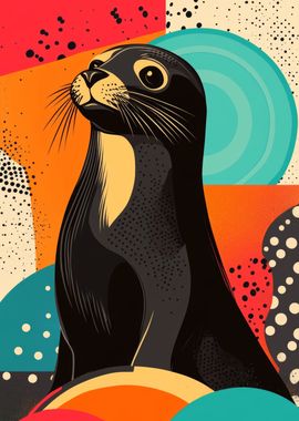 Seal Pop Art | Playful Seal Illustration | Vibrant Seal Pop Art Design