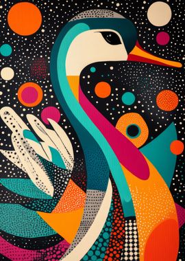 Abstract Goose in Space Poster | Modern Goose Illustration 