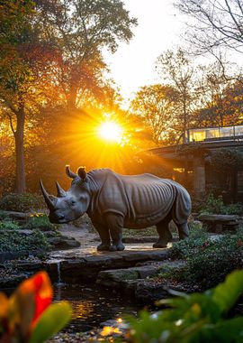 Rhino at Sunset