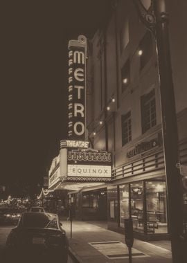 Metro Theatre Sign at Night