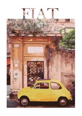 Yellow Fiat in Italy