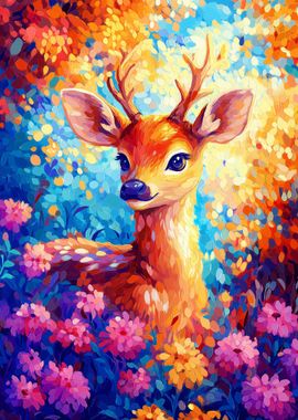 Floral Forest Deer