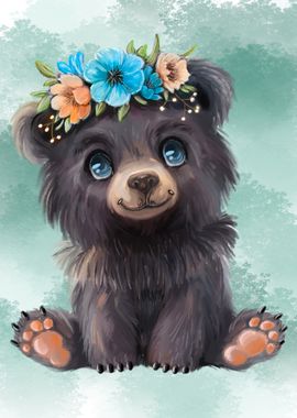 Cute Bear with Flower Crown