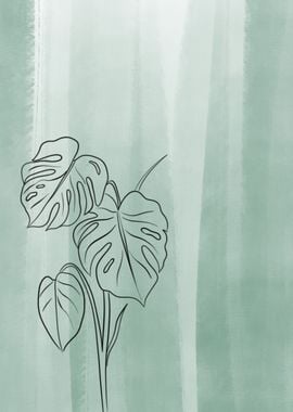 Monstera Leaf Line Art