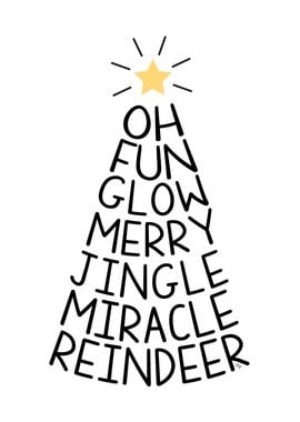 Nordic Christmas Tree Word typography Art