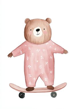 Bear on Skateboard