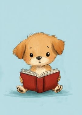 Cute Puppy Reading