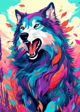 Colorful Wolf Art