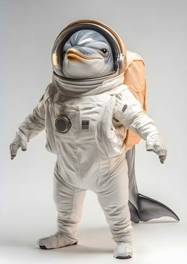 Dolphin in an astronaut Poster Art