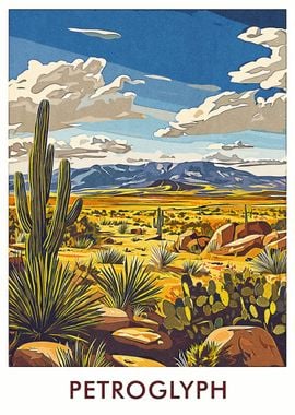 Desert Landscape with Cactus