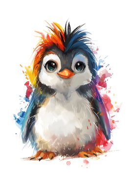 Cute Penguin Watercolor