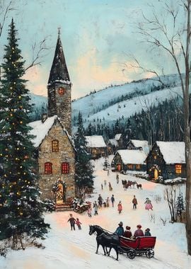 Christmas Village Painting