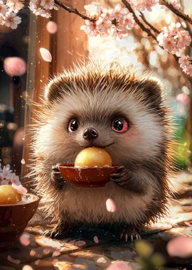 Cute Hedgehog with Golden Treat