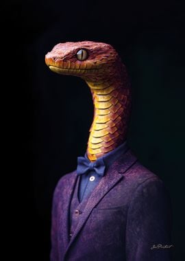 Portrait of the Bush Viper in Suit