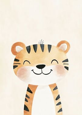 Smiling Tiger Watercolor