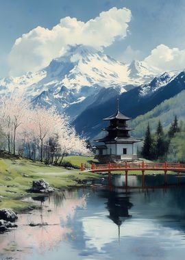 Japanese Pagoda Landscape