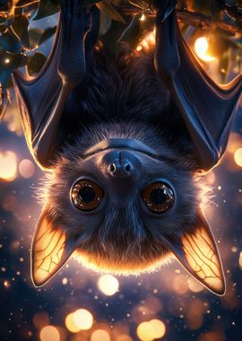 Cute Bat Hanging Upside Down