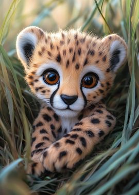 Cheetah Cub in Grass