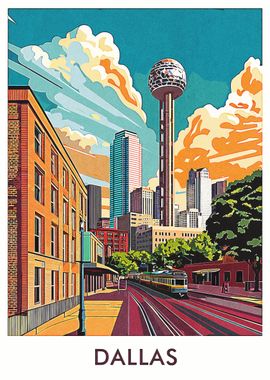 Dallas Skyline Art Print