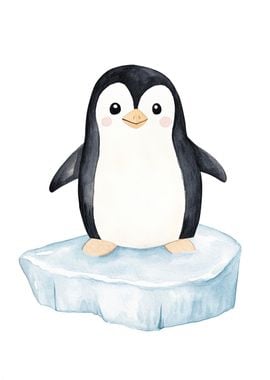 Cute Penguin on Iceberg