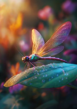 Dragonfly on Leaf