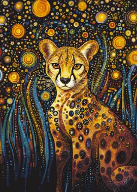 Cheetah Under Starry Night